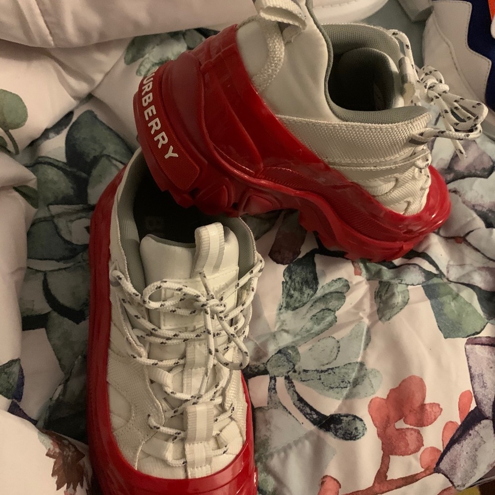 Burberry red and white sneakers only worn once